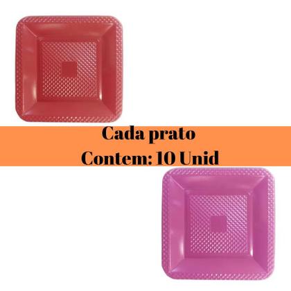 Imagem de Prato Plastico C/Quadrado Para Bolo Refeiçao 15Cm