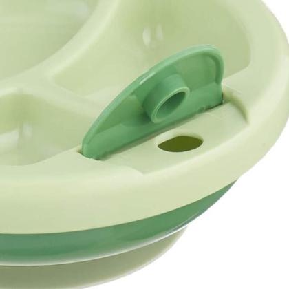 Imagem de Prato pratinho infantil bebe com ventosa para fixar na mesa cadeirao hora de comer com divisoria