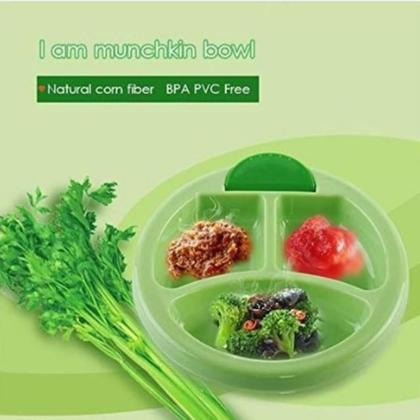 Imagem de Prato pratinho infantil bebe com ventosa para fixar na mesa cadeirao hora de comer com divisoria