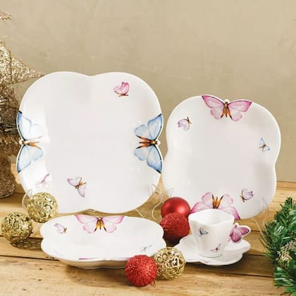 Imagem de Prato Raso Porcelana Borboleta 6un Wolff