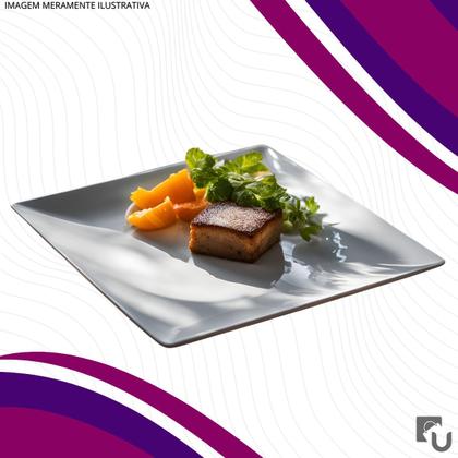 Imagem de Prato Raso Quadrado Branco de Melamina 20cm Leve Plástico Resistente - Bestfer