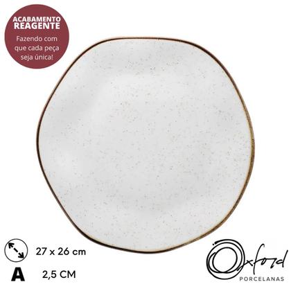 Imagem de Prato Raso Ryo Maresia 27cm Oxford Porcelanas Praia Areia Servir Jantar Decorado Mesa Posta