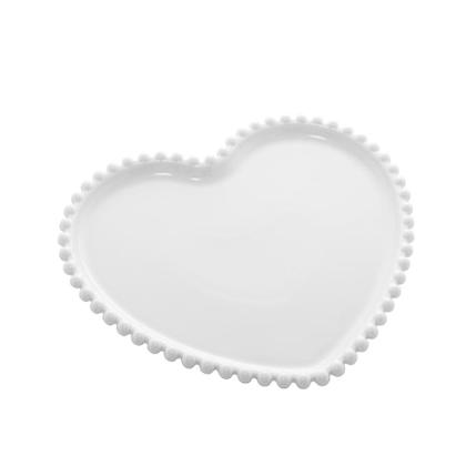 Imagem de Prato Wolff Heart Beads de Porcelana Branco 25cm x 22cm x 2cm