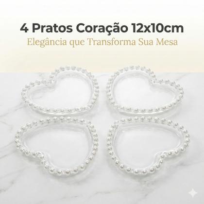 Imagem de Pratos Coração Cristal Transparente 12cm Wolff Mesa Posta Natal 4 Unidades