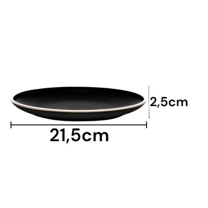 Imagem de Pratos De Melamina Preto Sobremesa Bolo Torta 21cm 4 Peças