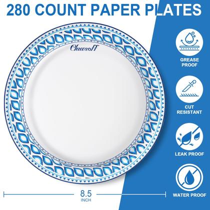 Imagem de Pratos de papel Clawsoff 8,5 polegadas e 280 unidades a granel