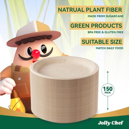 Imagem de Pratos de papel descartáveis compostáveis JOLLY CHEF 10 polegadas 150pk