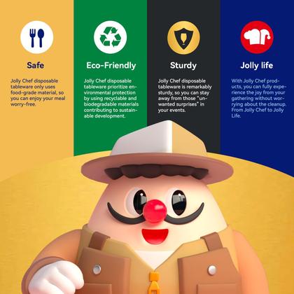Imagem de Pratos de papel descartáveis compostáveis JOLLY CHEF 10 polegadas 150pk