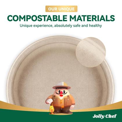 Imagem de Pratos de papel descartáveis compostáveis JOLLY CHEF 10 polegadas 150pk