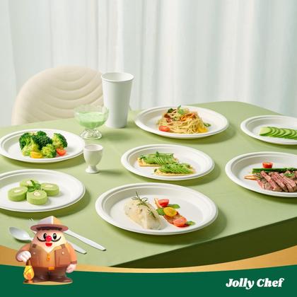 Imagem de Pratos de papel descartáveis compostáveis JOLLY CHEF 10 polegadas 300 ct