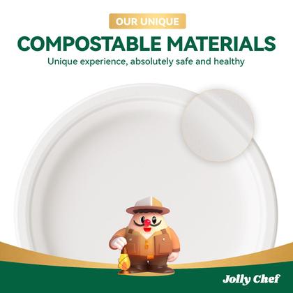 Imagem de Pratos de papel descartáveis compostáveis JOLLY CHEF 10 polegadas 300 ct