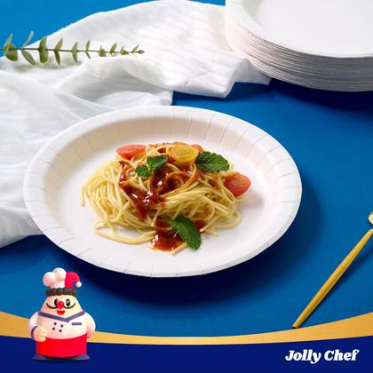 Imagem de Pratos de papel descartáveis JOLLY CHEF 21,2 cm 140 unidades