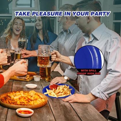 Imagem de Pratos de papel descartáveis Tyzarglef Royal Blue 23cm 50ct