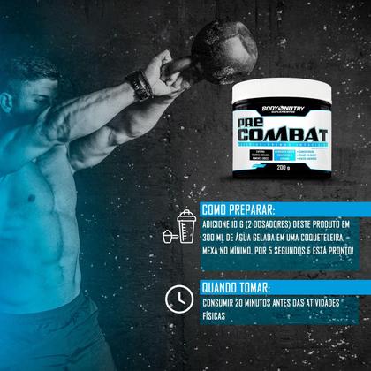 Imagem de Pre Treino 200g Pre Combat Pote Enriquecido Com Complexo B Picolinato de Cromo Gengibre em Pó e Pimenta Doce Vitaminas e Minerais Cafeina e Taurina