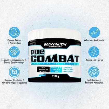 Imagem de Pre Treino 200g Pre Combat Pote Enriquecido Com Complexo B Picolinato de Cromo Gengibre em Pó e Pimenta Doce Vitaminas e Minerais Cafeina e Taurina