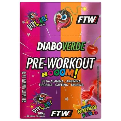 Imagem de Pré Treino Diabo Verde Display com 30 Sticks de 10g - Sabor Salada de Frutas