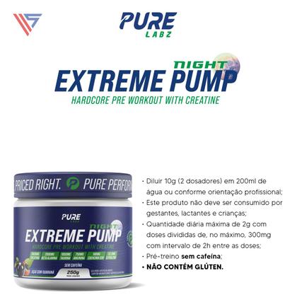 Pré Treino Extreme Pump Night S/ Cafeína 250g Pure Athletic Imagem de Pré Treino Extreme Pump Night S/ Cafeína 250g Pure Athletic
