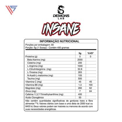 Imagem de Pré Treino Insane Original 400g - Demons Lab