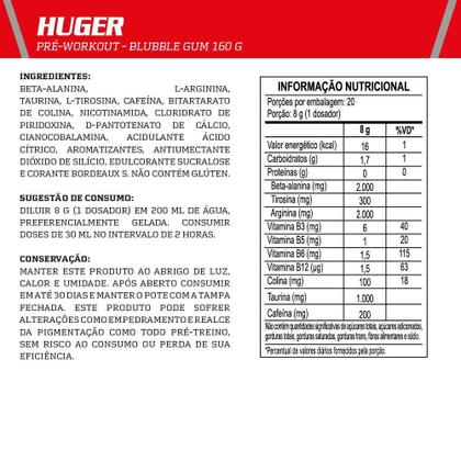 Imagem de Pré Treino Integralmedica Huger Blue Razz 160g