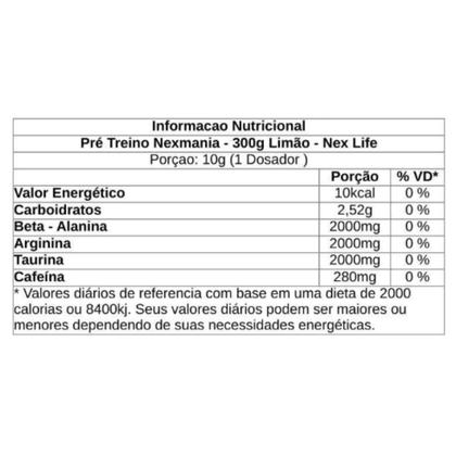 Imagem de Pre Workout Pote 300g Sabor Limão Nex Life