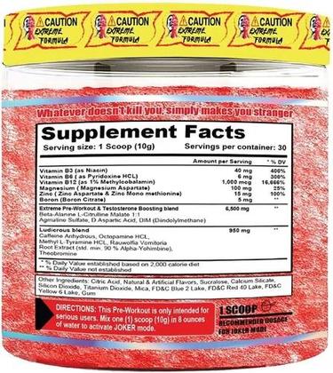 Imagem de Pre Workout Terror Labz Joker Extreme 300 grs 30 Srv Bloody Orange Flavor