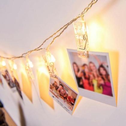 Imagem de Pregador Varal De Fotos Cordão Luminoso Branco Lembranças
