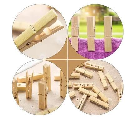 Imagem de Pregadores de Roupa de Bambu  Kit 20 Peças Resistentes e Sustentáveis