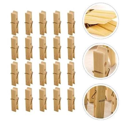 Imagem de Pregadores de Roupa de Bambu  Kit 20 Peças Resistentes e Sustentáveis