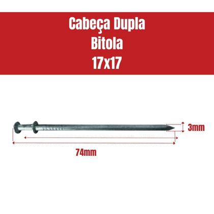 Imagem de Prego 17x27 Com Cabeça Dupla De Aço Polido 3kg - Construç