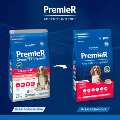 Imagem de Premier Ambientes Internos Cães Adultos Porte Pequeno Salmão Dermacare 2,5kg
