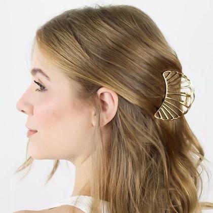 Imagem de Prendedor De Cabelo Piranha Presilha Concha Metal Moda Luxo