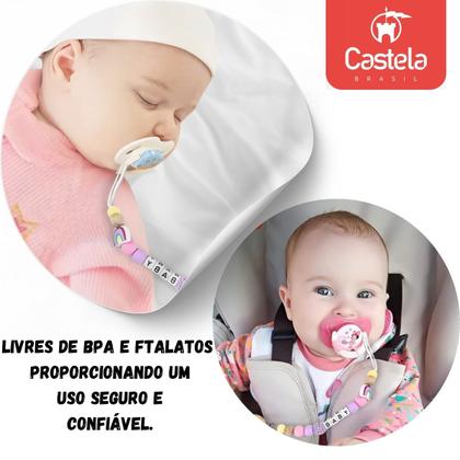 Imagem de Prendedor de Chupeta Baby Miçangas Trava Clipe Livre BPA Roxo - Castela