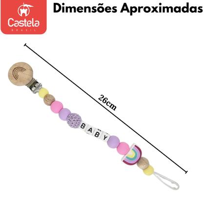 Imagem de Prendedor de Chupeta Baby Miçangas Trava Clipe Livre BPA Roxo - Castela