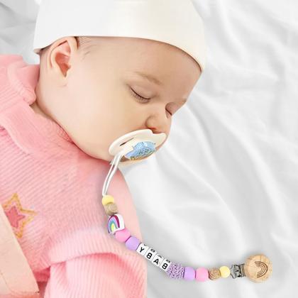 Imagem de Prendedor de Chupeta Baby Miçangas Trava Clipe Livre BPA Roxo - Castela