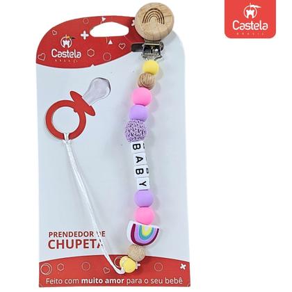Imagem de Prendedor de Chupeta Baby Miçangas Trava Clipe Livre BPA Roxo - Castela