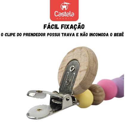 Imagem de Prendedor de Chupeta Baby Miçangas Trava Clipe Livre BPA Roxo - Castela