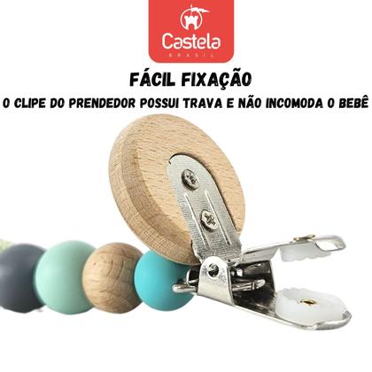 Imagem de Prendedor de Chupeta Baby Miçangas Trava Clipe Livre BPA Verde - Castela