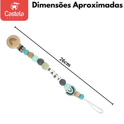 Imagem de Prendedor de Chupeta Baby Miçangas Trava Clipe Livre BPA Verde - Castela