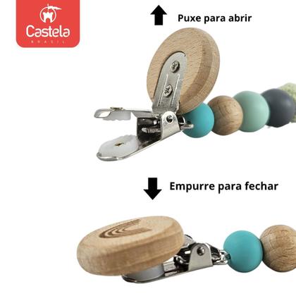 Imagem de Prendedor de Chupeta Baby Miçangas Trava Clipe Livre BPA Verde - Castela