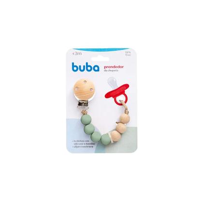 Imagem de Prendedor De Chupeta Bambu e Silicone Verde Buba