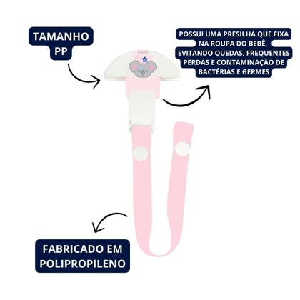 Imagem de Prendedor de Chupeta Bebê Rosa Coala Tamanho PP