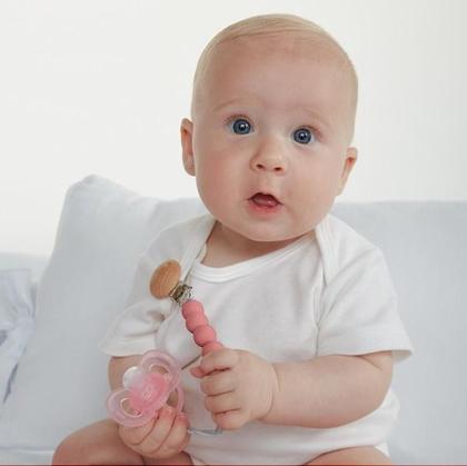 Imagem de Prendedor de Chupeta Silicone e Bambu Rosa Buba