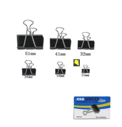 Imagem de Prendedor de Papéis / Binder Clips CIS 15mm CX C/12 UN