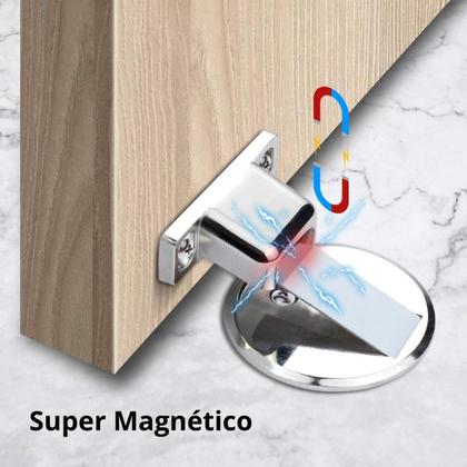 Imagem de Prendedor De Porta Batedor Magnético Trava Com Imã Cromado