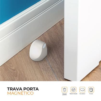 Imagem de Prendedor Fixador Batedor Trava Porta Magnetico Adesivo Comfort Door  Cromado 