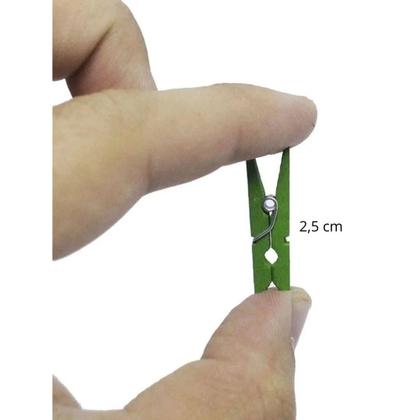 Imagem de Prendedor Mini Pregador Madeira 2,5 cm Colorido c/ 100 Unidades