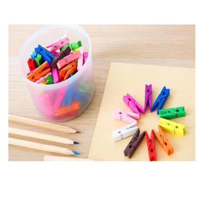 Imagem de Prendedor Mini Pregador Madeira 2,5 cm Colorido c/ 100 Unidades