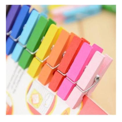 Imagem de Prendedor Mini Pregador Madeira 2,5 cm Colorido c/ 100 Unidades