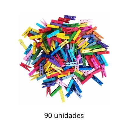Imagem de Prendedor Mini Pregador Madeira 2,5 cm Colorido c/ 90 Unidades