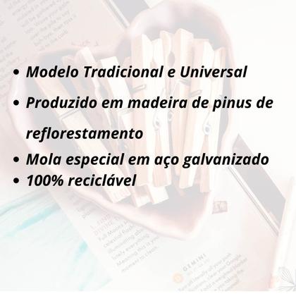 Imagem de Prendedor pregador de roupa madeira pequeno com 36 unidades